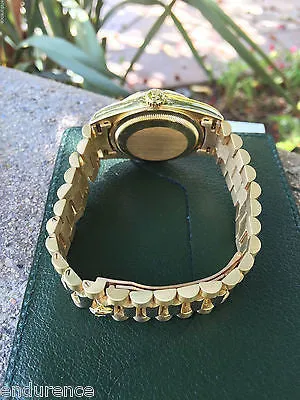 ROLEX PRESIDENT MENS LADIES 18238 36MM 18K GOLD BLACK ROMAN DIAL BOX PAPERS