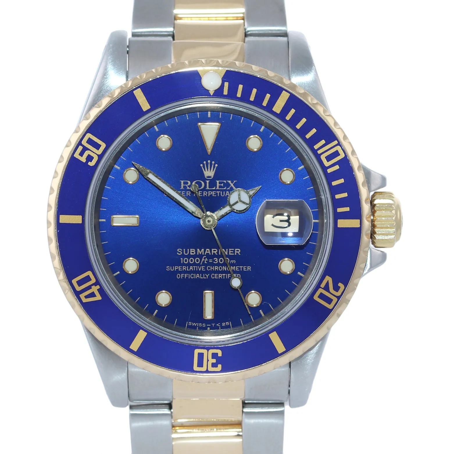 Rolex Submariner 16803 Blue Dial 18k Yellow Gold Two-Tone 16613 40mm Watch 16613