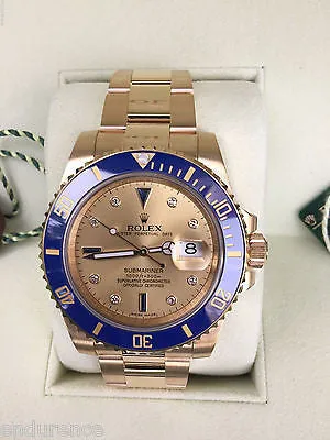 ROLEX SUBMARINER 18K GOLD BLUE BEZEL GOLD SERTI DIAL BLUE SAPPHIRES 116618