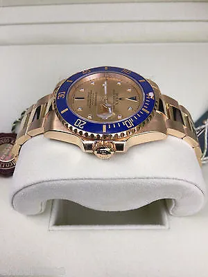 ROLEX SUBMARINER 18K GOLD BLUE BEZEL GOLD SERTI DIAL BLUE SAPPHIRES 116618