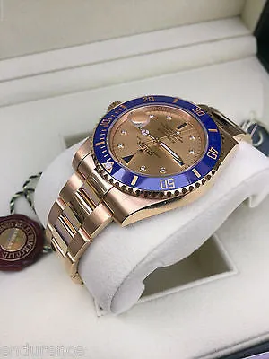 ROLEX SUBMARINER 18K GOLD BLUE BEZEL GOLD SERTI DIAL BLUE SAPPHIRES 116618