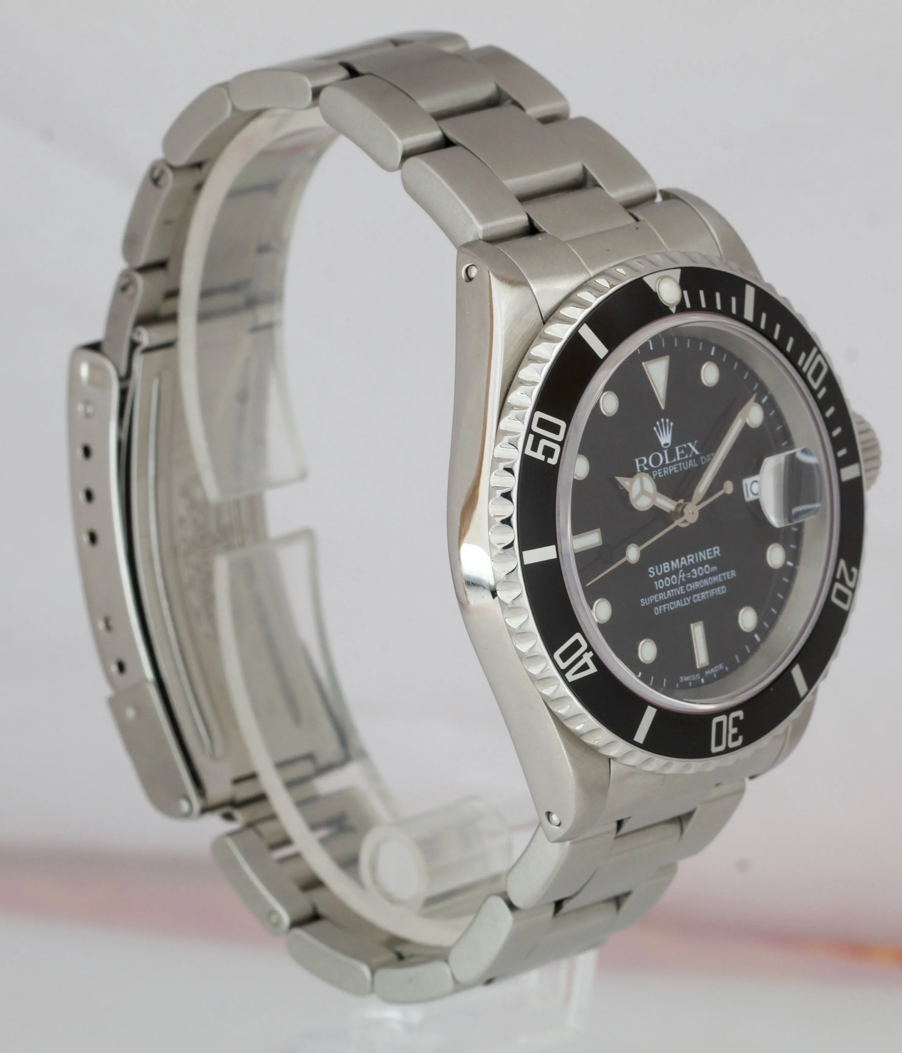 Rolex Submariner Date 16610 A SERIAL LUME Stainless 40mm Black Pre-Ceramic Watch