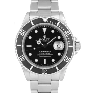 Rolex Submariner Date 16610 A SERIAL LUME Stainless 40mm Black Pre-Ceramic Watch