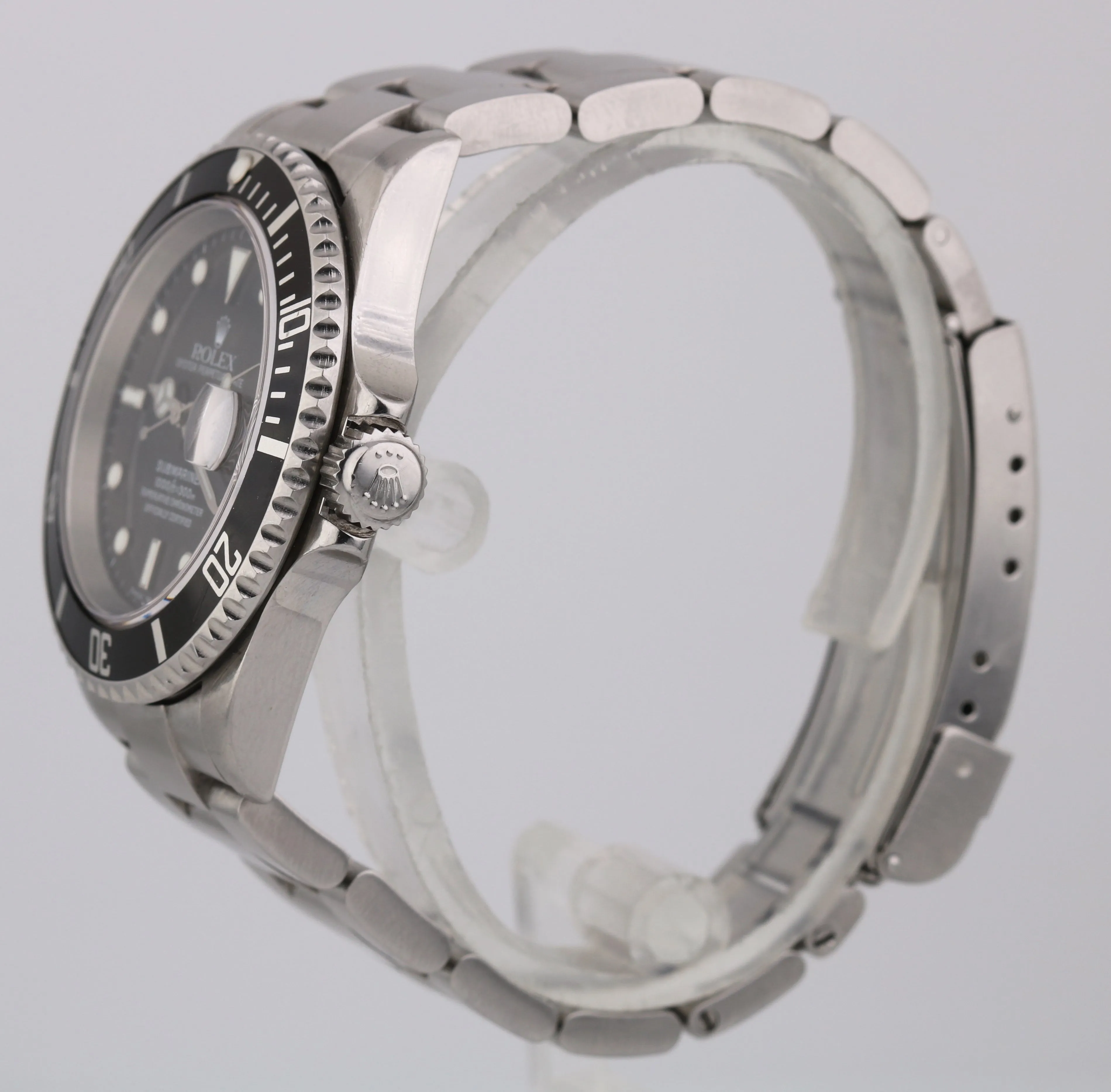Rolex Submariner Date 16610 NO HOLES 40mm Black Stainless F SERIAL Dive Watch