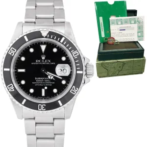 Rolex Submariner Date 16610 TRITIUM 40mm Black Stainless Dive Watch FULL SET