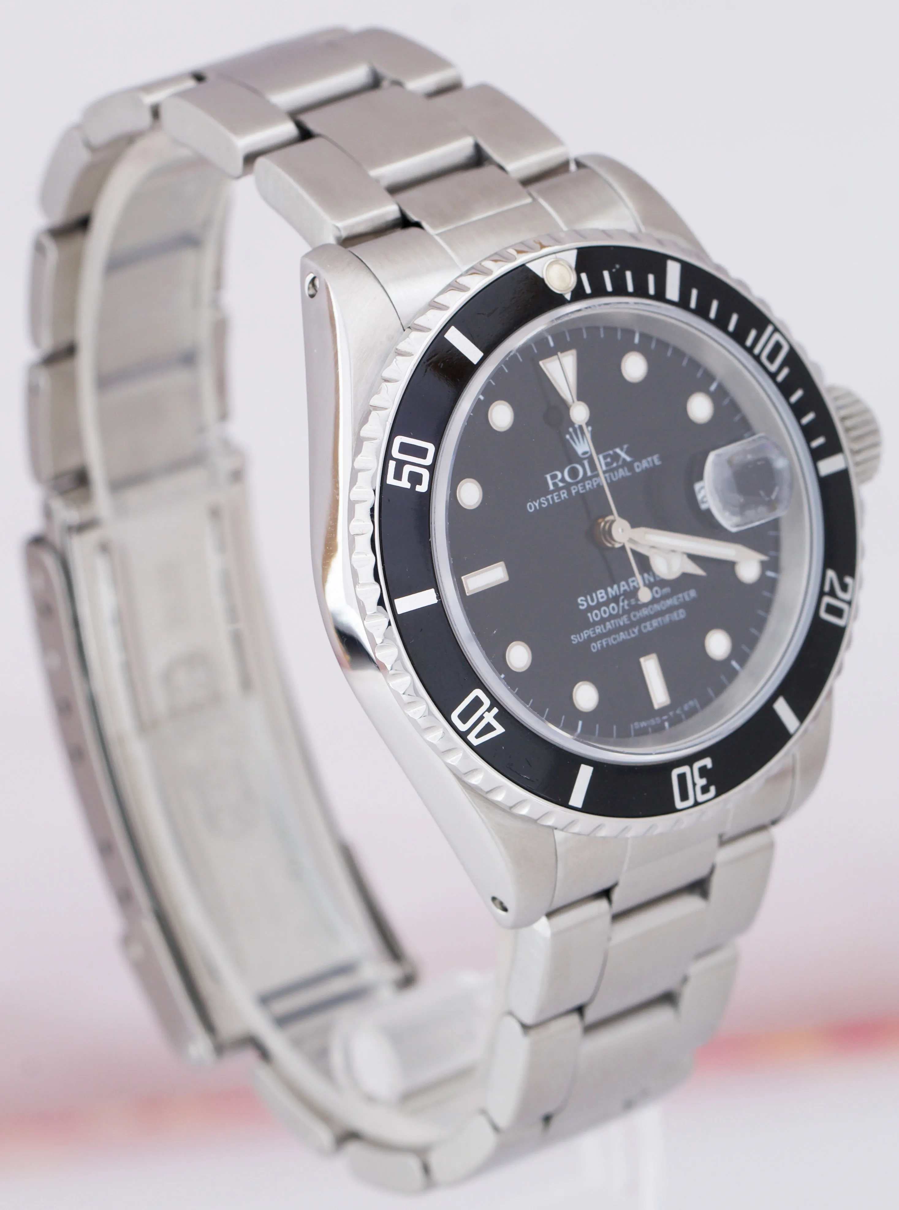 Rolex Submariner Date 16610 TRITIUM 40mm Black Stainless Dive Watch FULL SET