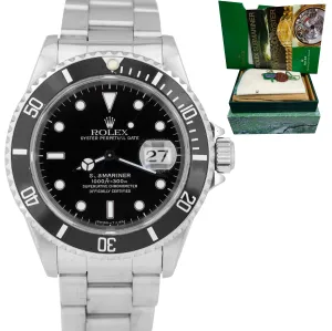 Rolex Submariner Date 16610 Tritium 40mm Black Stainless Steel T Dive Watch Box