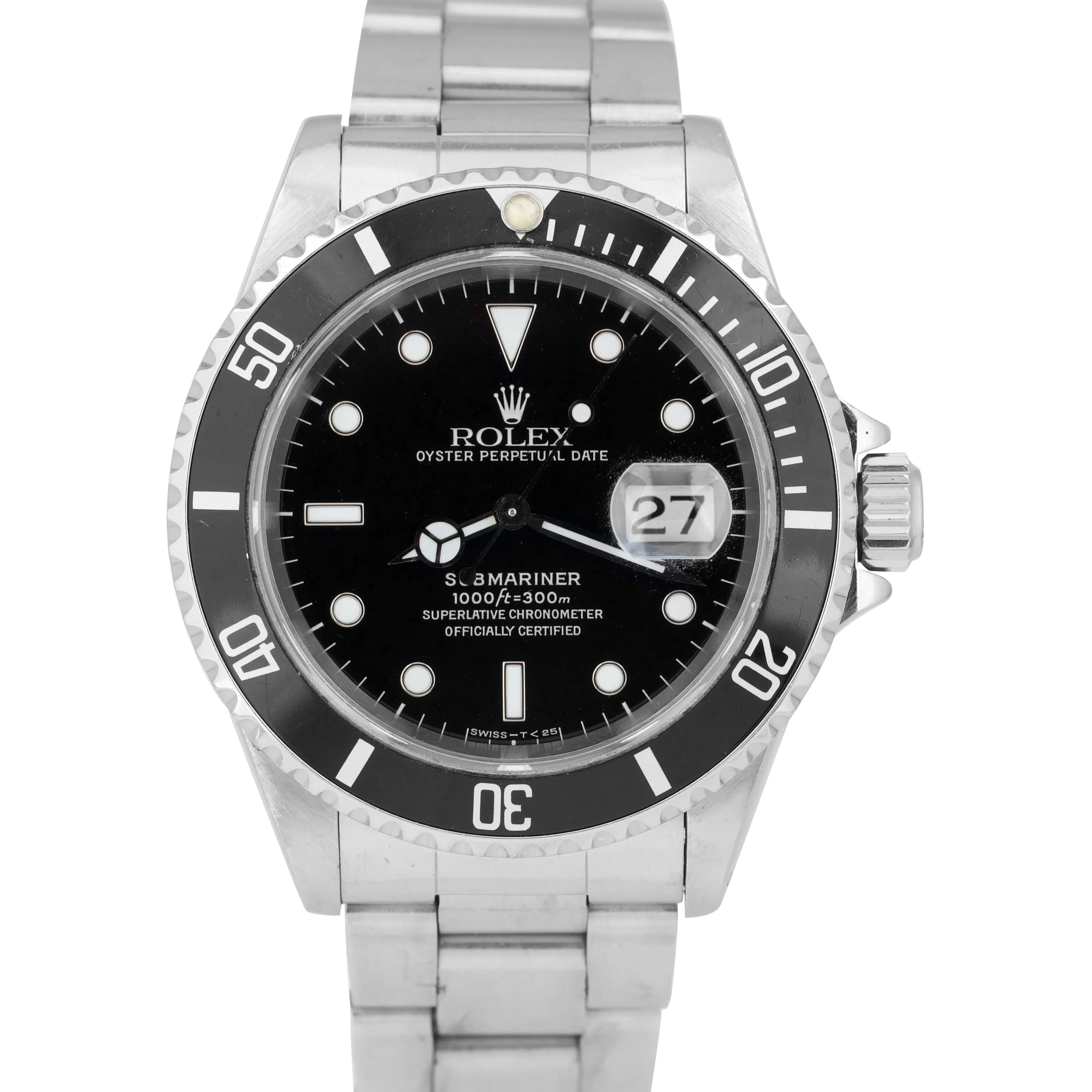 Rolex Submariner Date 16610 Tritium 40mm Black Stainless Steel T Dive Watch Box