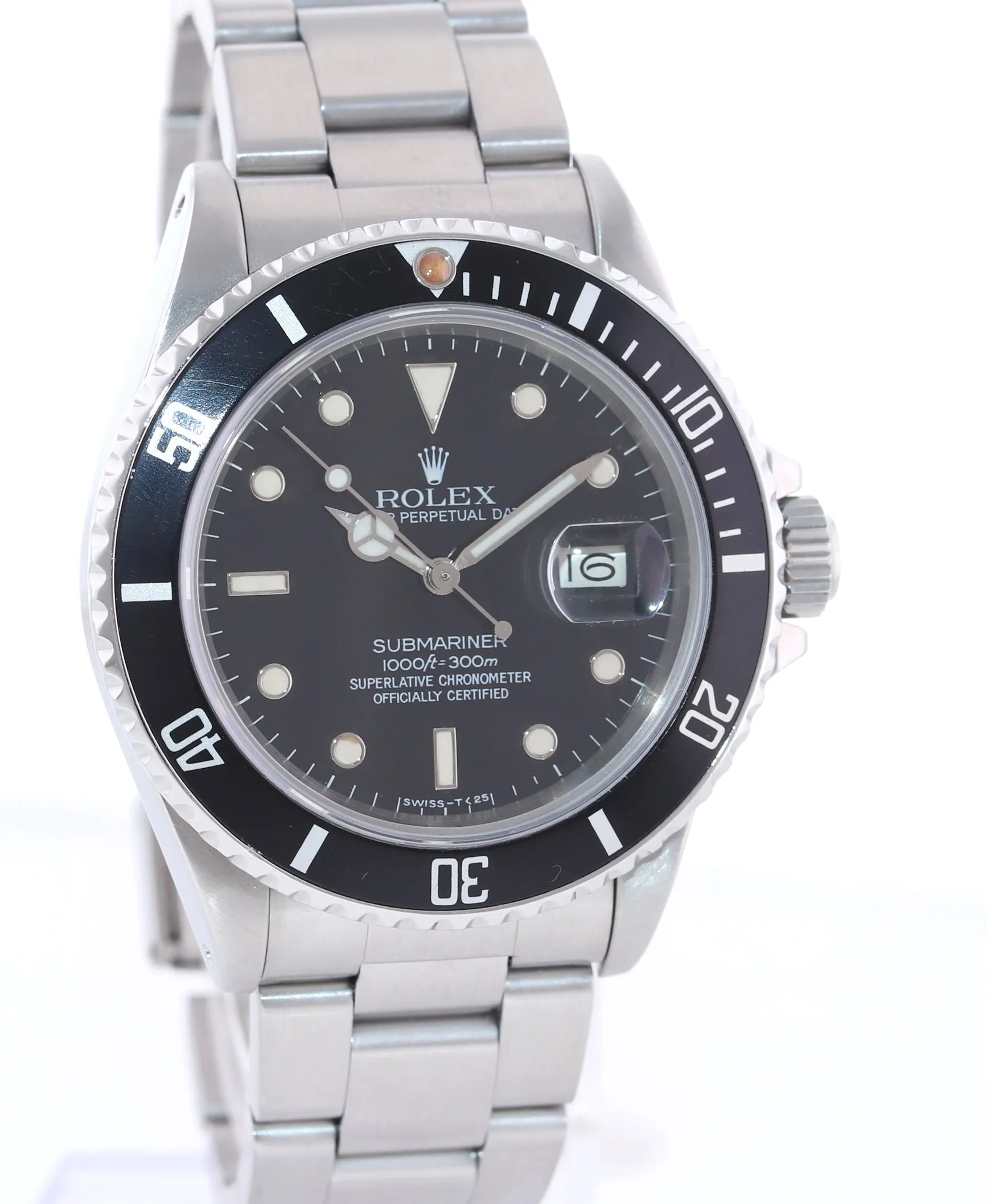 Rolex Submariner Date 16800 Steel Black 40mm Dive Watch Box