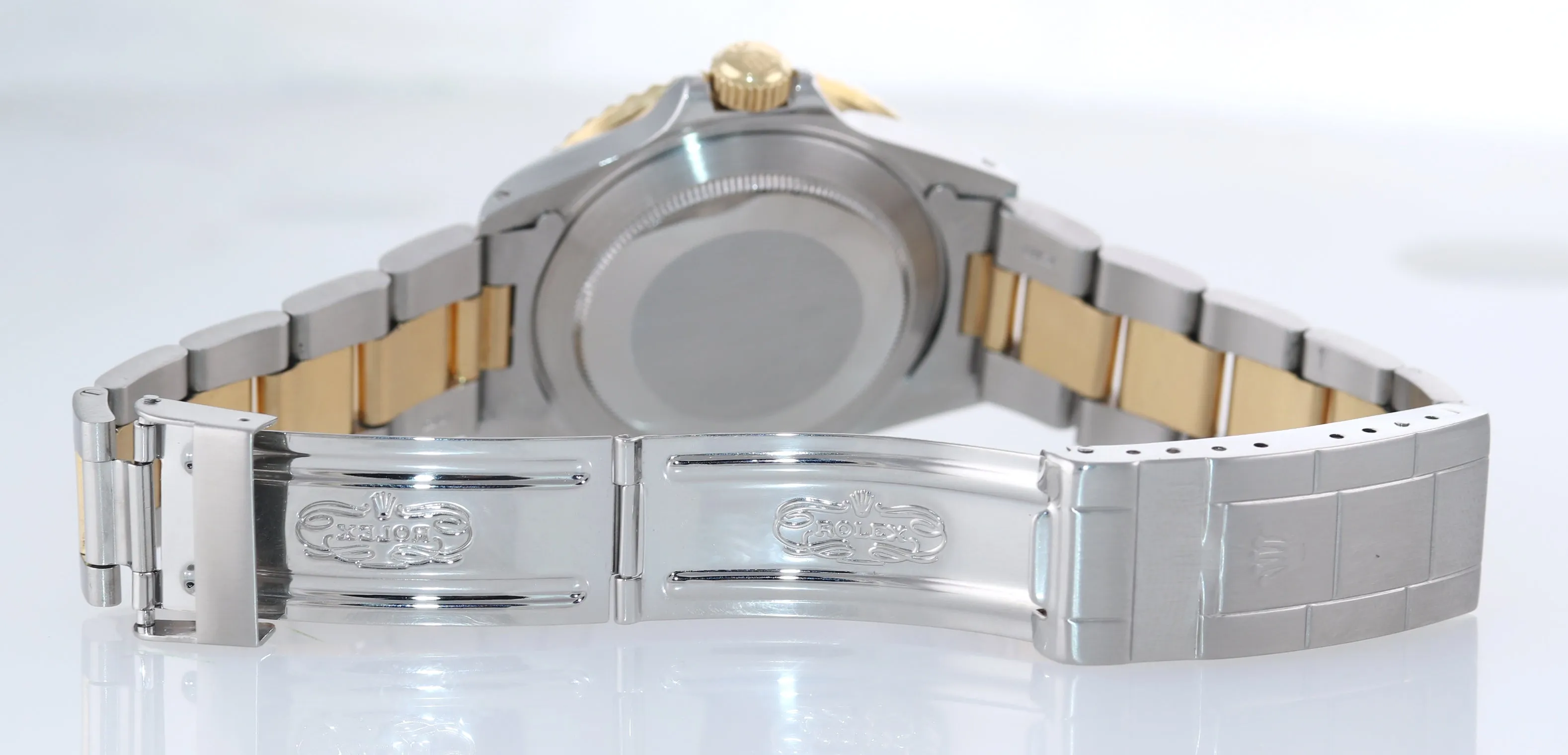 Rolex Submariner Date 16803 18K Gold Steel Two Tone Blue Dial Watch Box