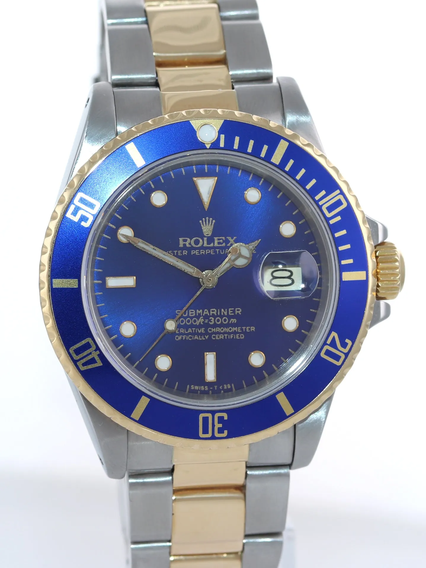 Rolex Submariner Date 16803 18K Gold Steel Two Tone Blue Watch Box