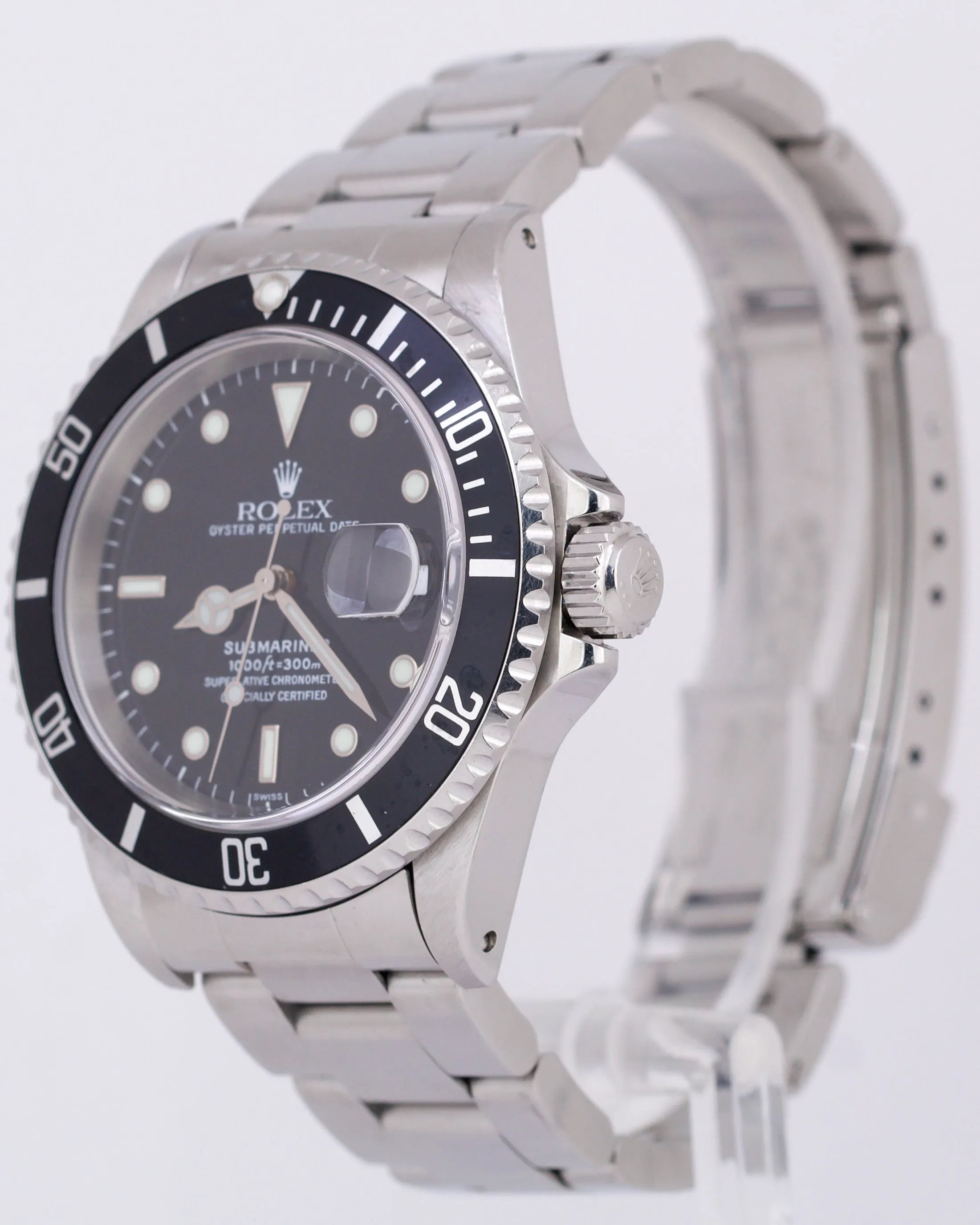 Rolex Submariner Date Black SWISS ONLY Stainless Steel 40mm Oyster 16610 Watch