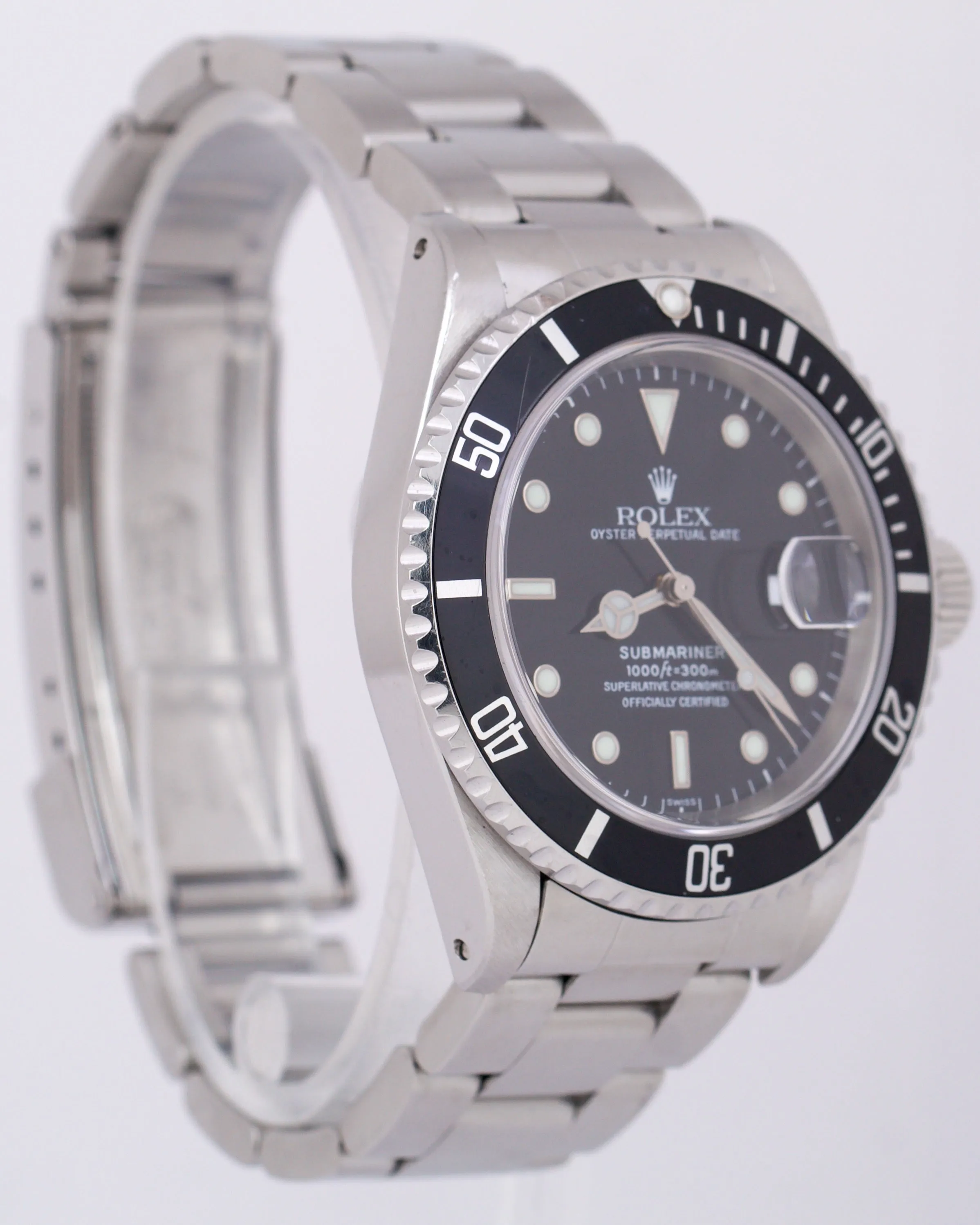 Rolex Submariner Date Black SWISS ONLY Stainless Steel 40mm Oyster 16610 Watch