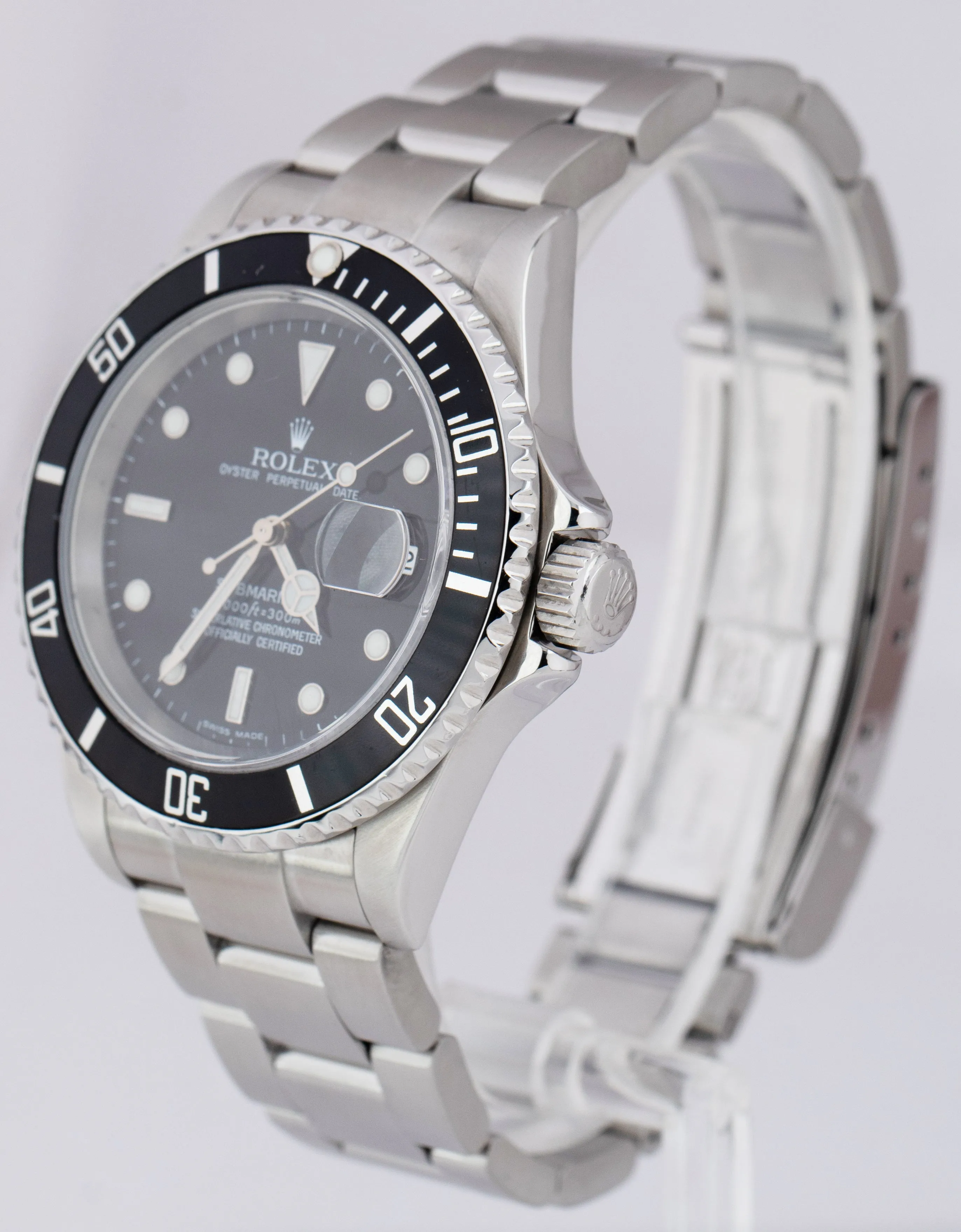 Rolex Submariner Date NO-HOLES 40mm Black Stainless Steel Dive Watch 16610 B P