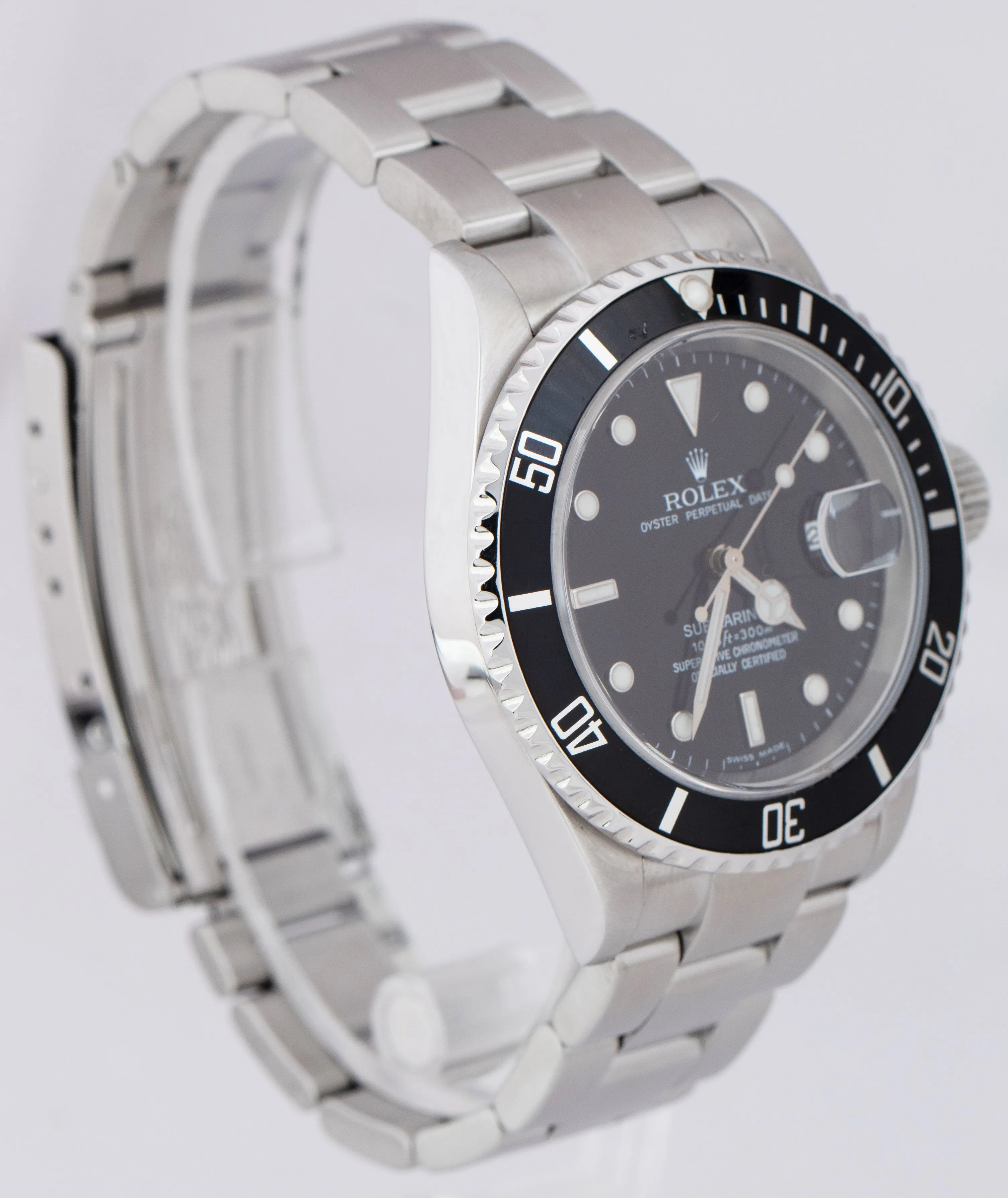 Rolex Submariner Date NO-HOLES 40mm Black Stainless Steel Dive Watch 16610 B P