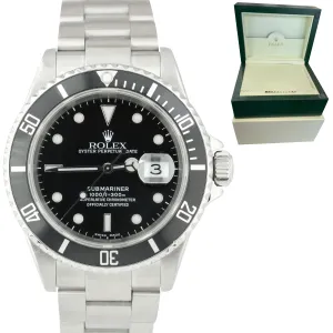Rolex Submariner Date SEL 40mm Black Stainless Steel P Dive Watch 16610 BOX