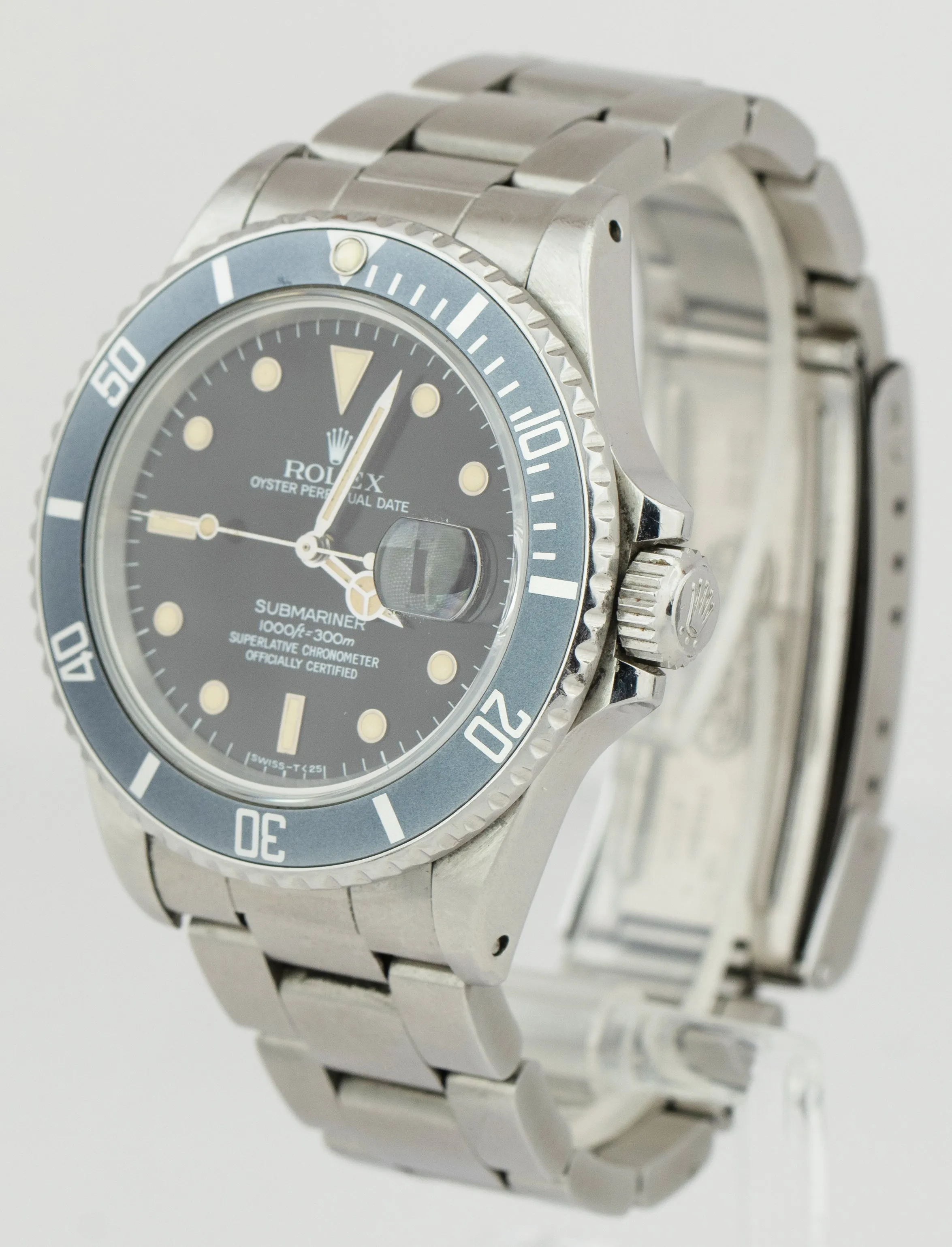 Rolex Submariner Date Stainless Steel 40mm Patina Oyster Watch 16800 BOX PAPERS