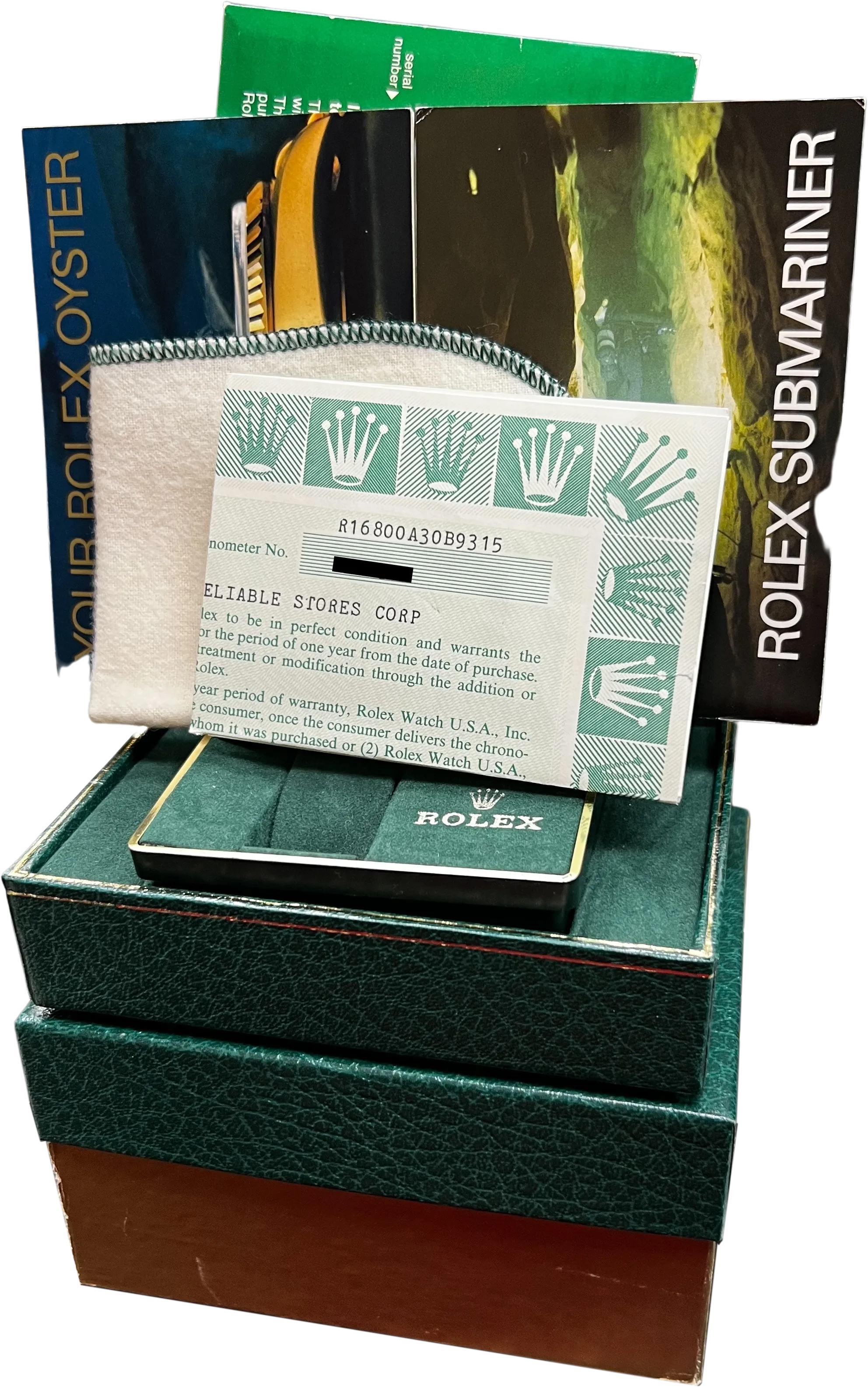Rolex Submariner Date Stainless Steel 40mm Patina Oyster Watch 16800 BOX PAPERS