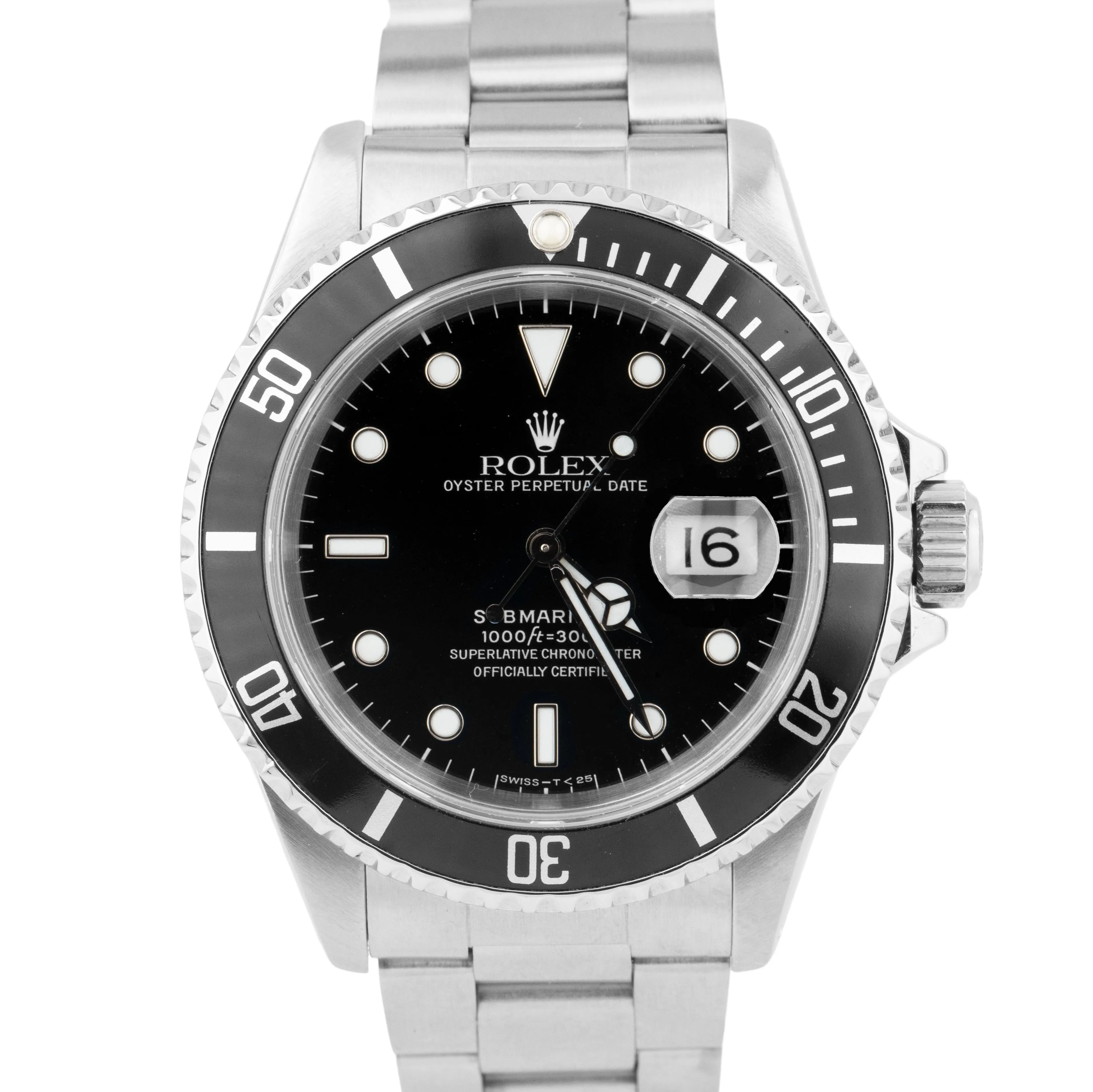 Rolex Submariner Date Stainless Steel Black Automatic Oyster Dive Watch 16610