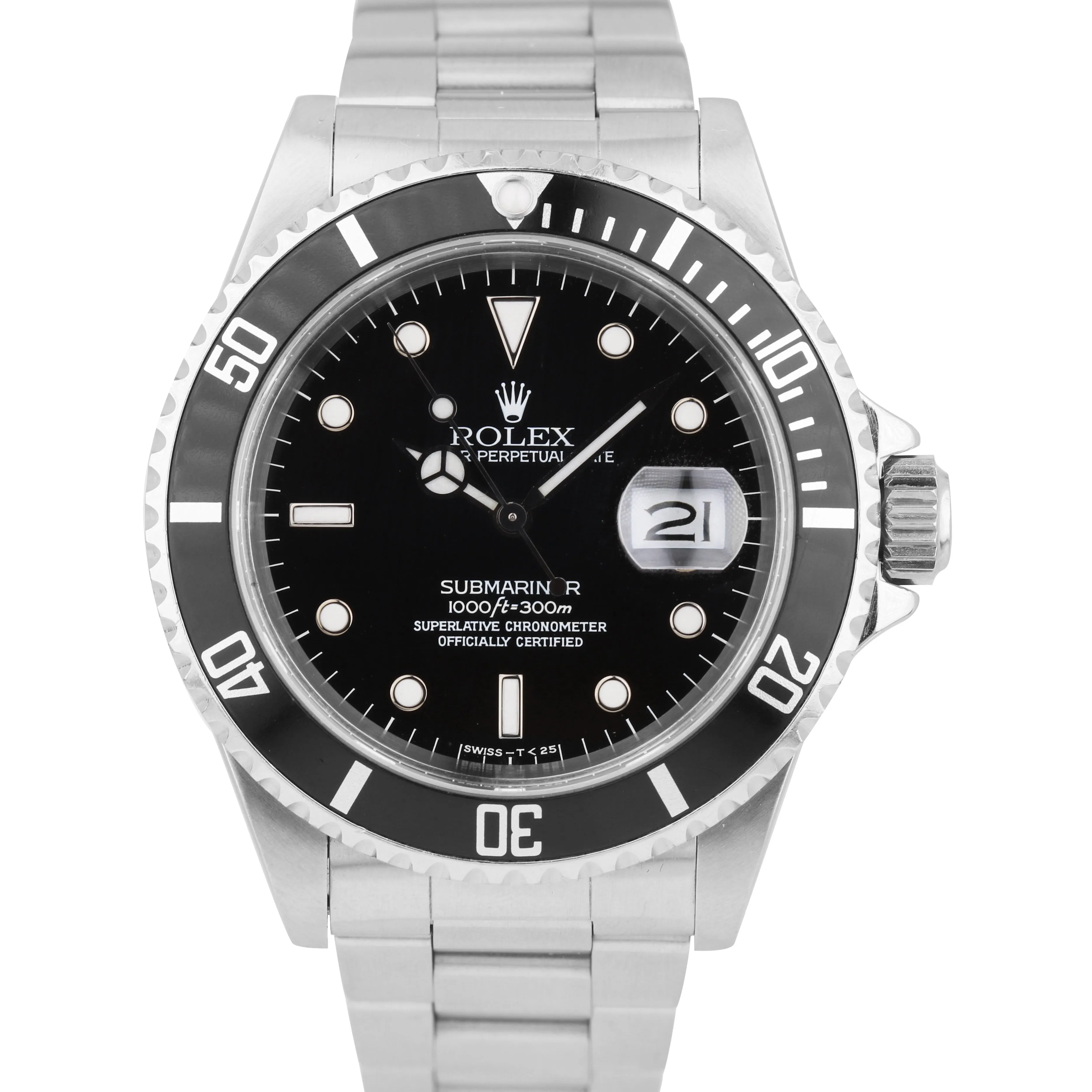 Rolex Submariner Date Tritium 16610 40mm Black Stainless Steel Watch BOX PAPERS