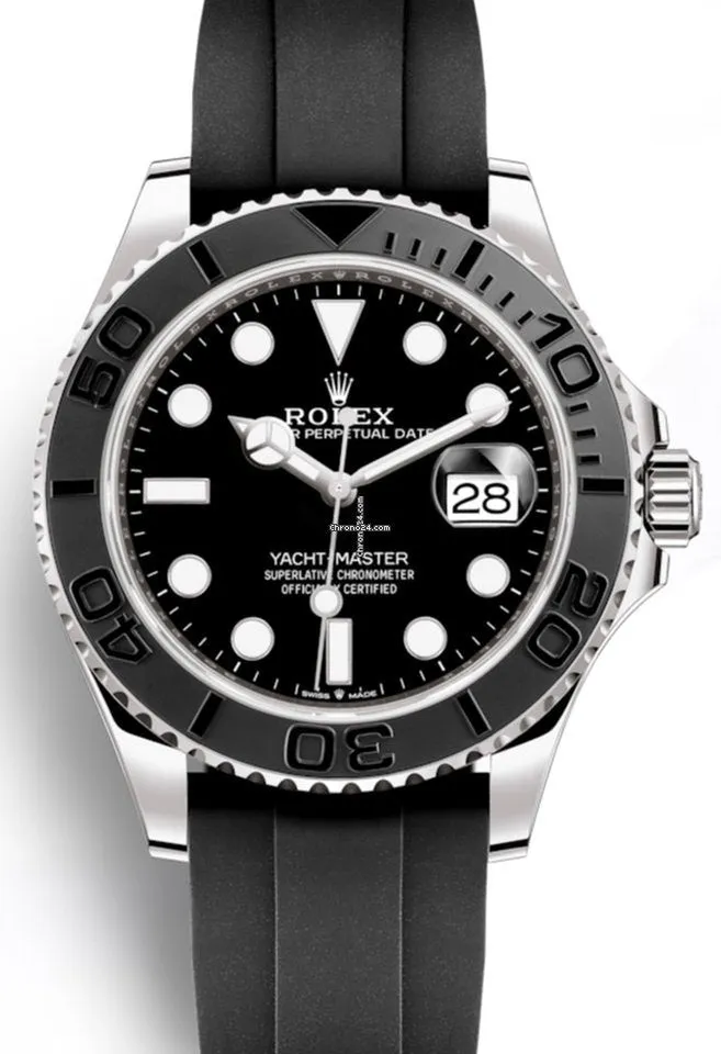 Rolex Yacht-Master 42mm 18k White Gold Ceramic Bezel On Oysterflex 226659 New 2023