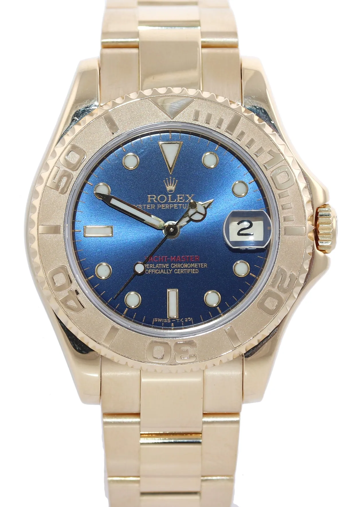 Rolex Yacht-Master 68628 Blue 35mm 18K Yellow Gold Midsize Watch
