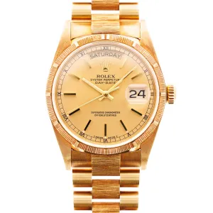 Rolex Yellow Gold Day-Date Ref. 18078 with Bark Finish and Outstanding Condition
