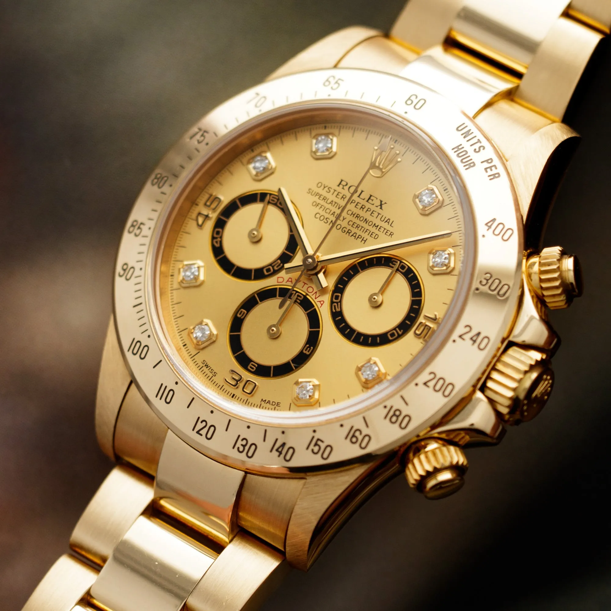 Rolex Yellow Gold Zenith Daytona Ref. 16528 with Champagne Diamond Dial