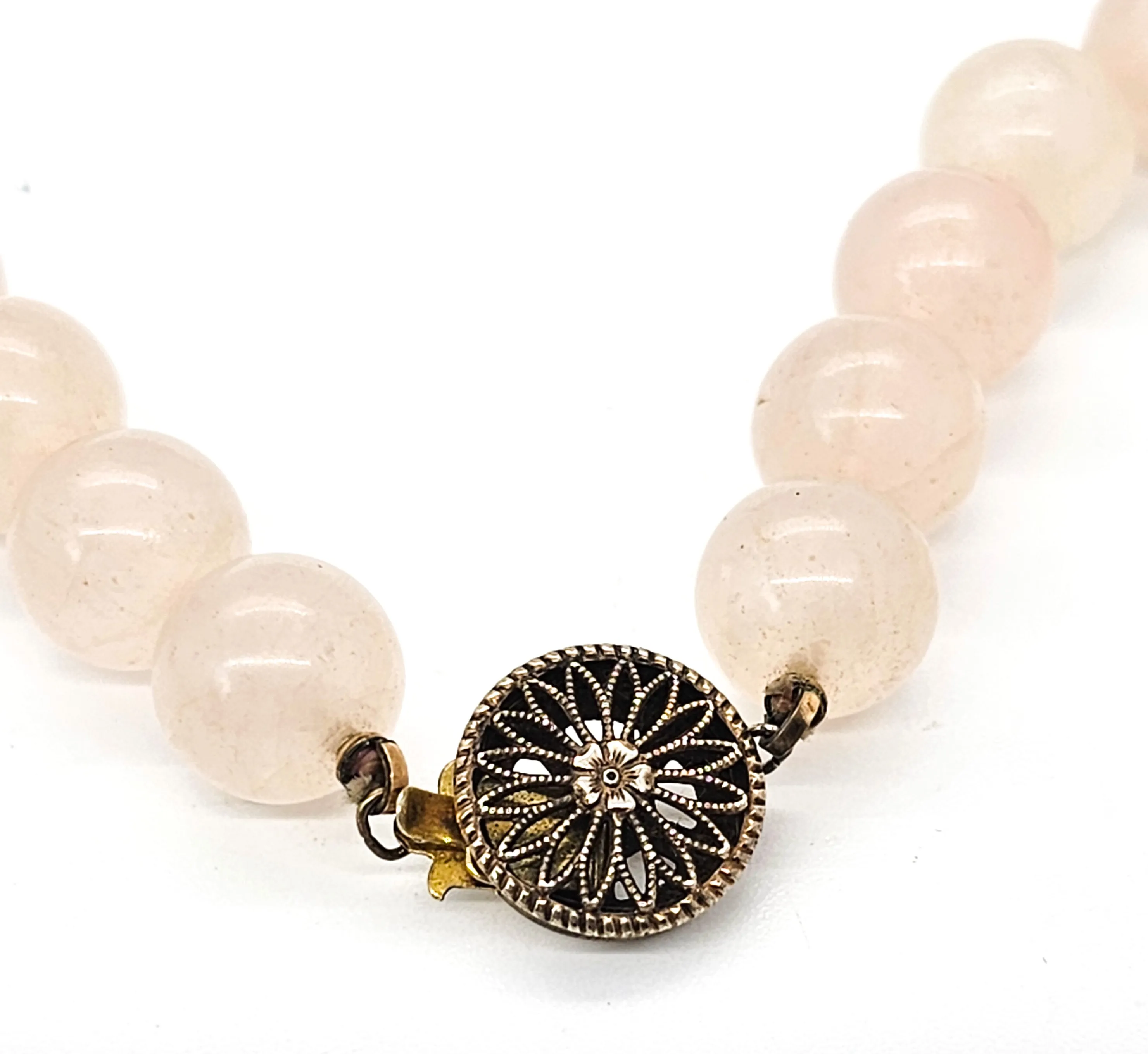 Rose Quartz and amethyst heart beaded vintage sterling silver necklace