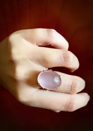 Rose Quartz Cabochon Ring set in 14k Gold