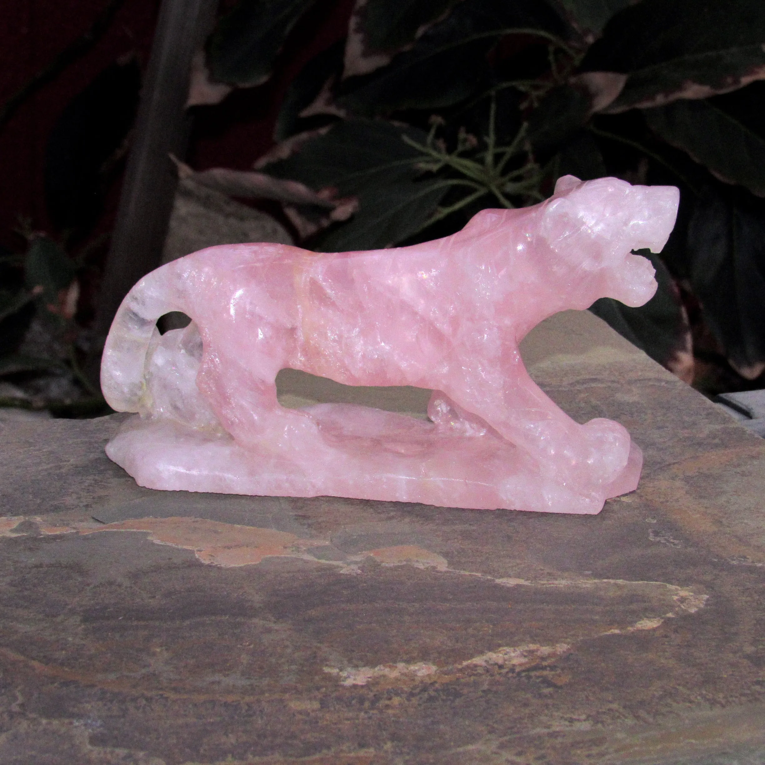 Rose Quartz Gemstone carved Tiger