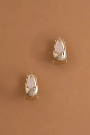 Rose Quartz Gold Huggie Earrings