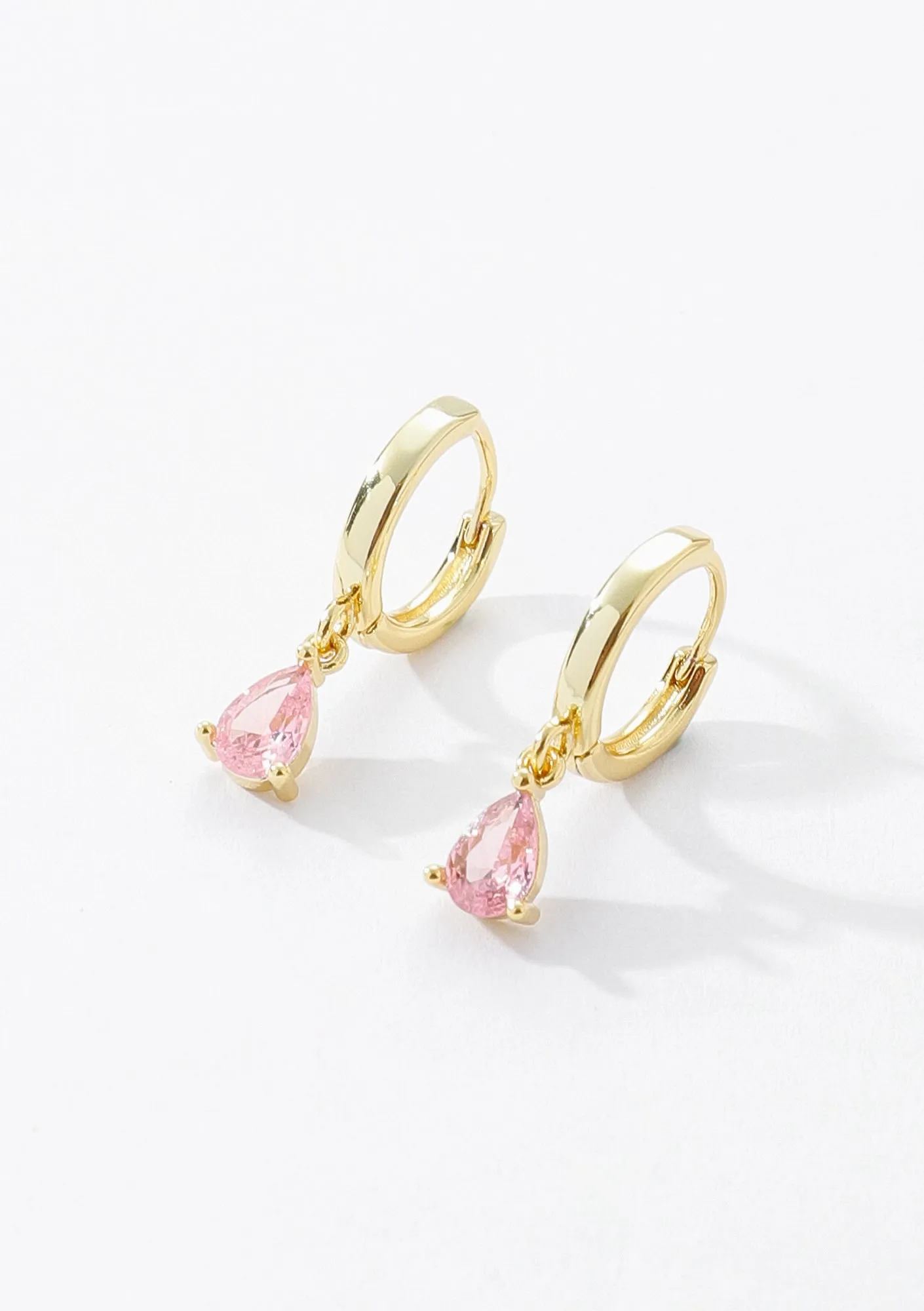 Rose Quartz Huggies
