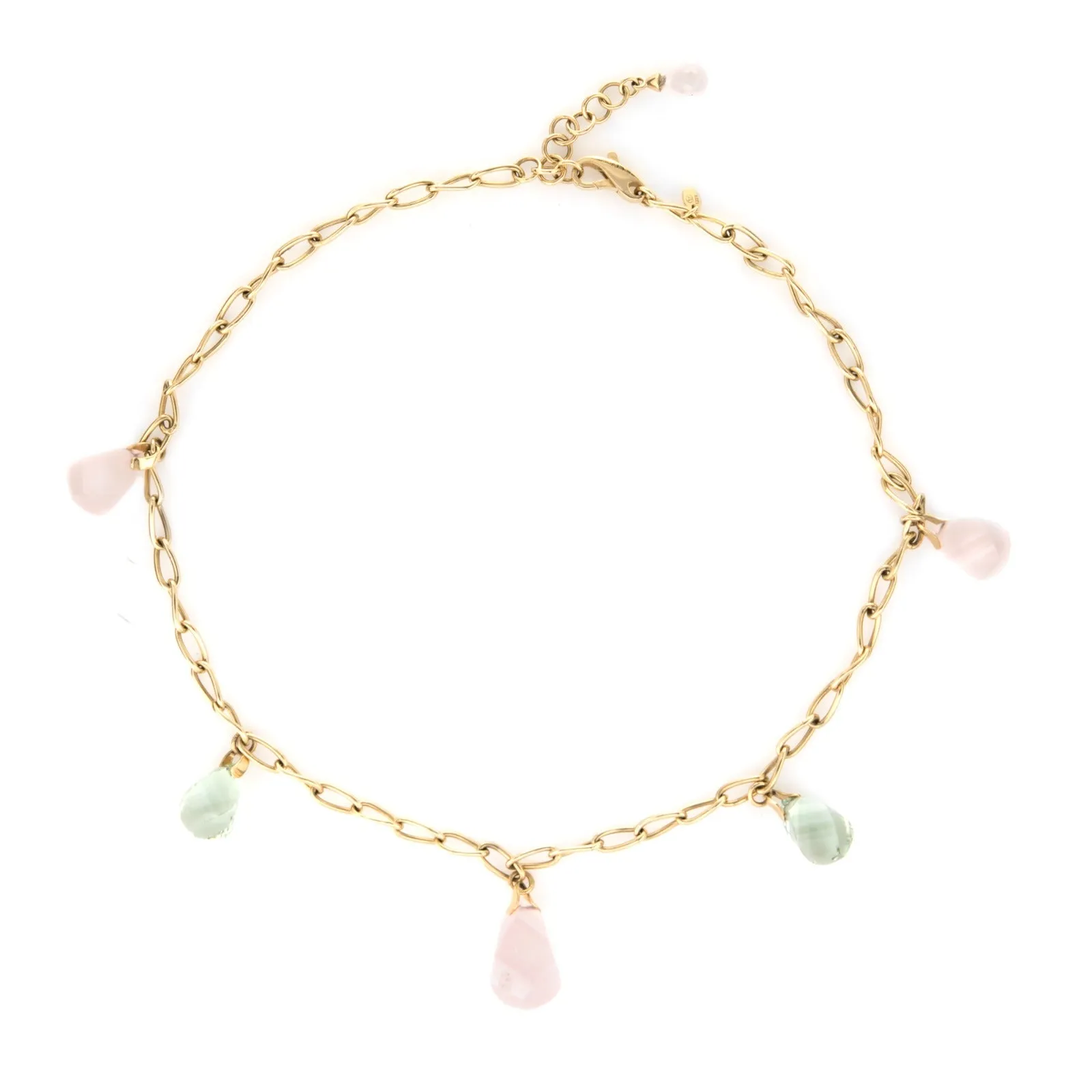 Rose Quartz Prasiolite Necklace Vintage 14k Gold Drop Estate Fine Jewelry 18.5"