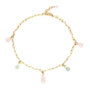 Rose Quartz Prasiolite Necklace Vintage 14k Gold Drop Estate Fine Jewelry 18.5"