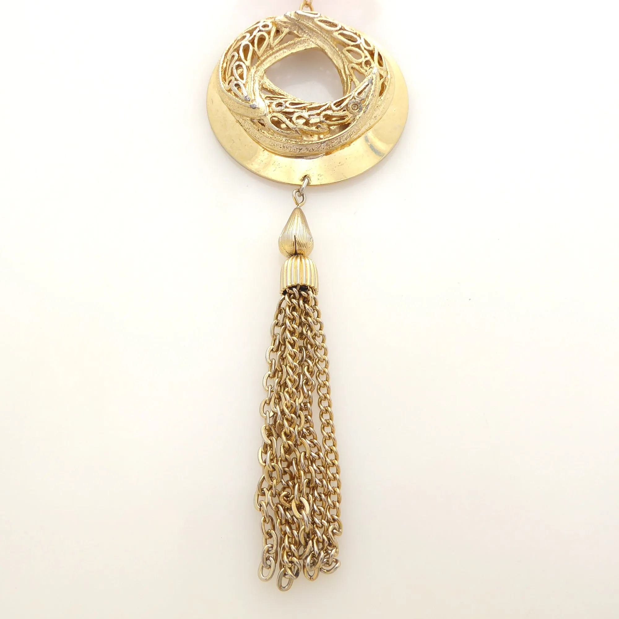 Rose quartz tassel necklace
