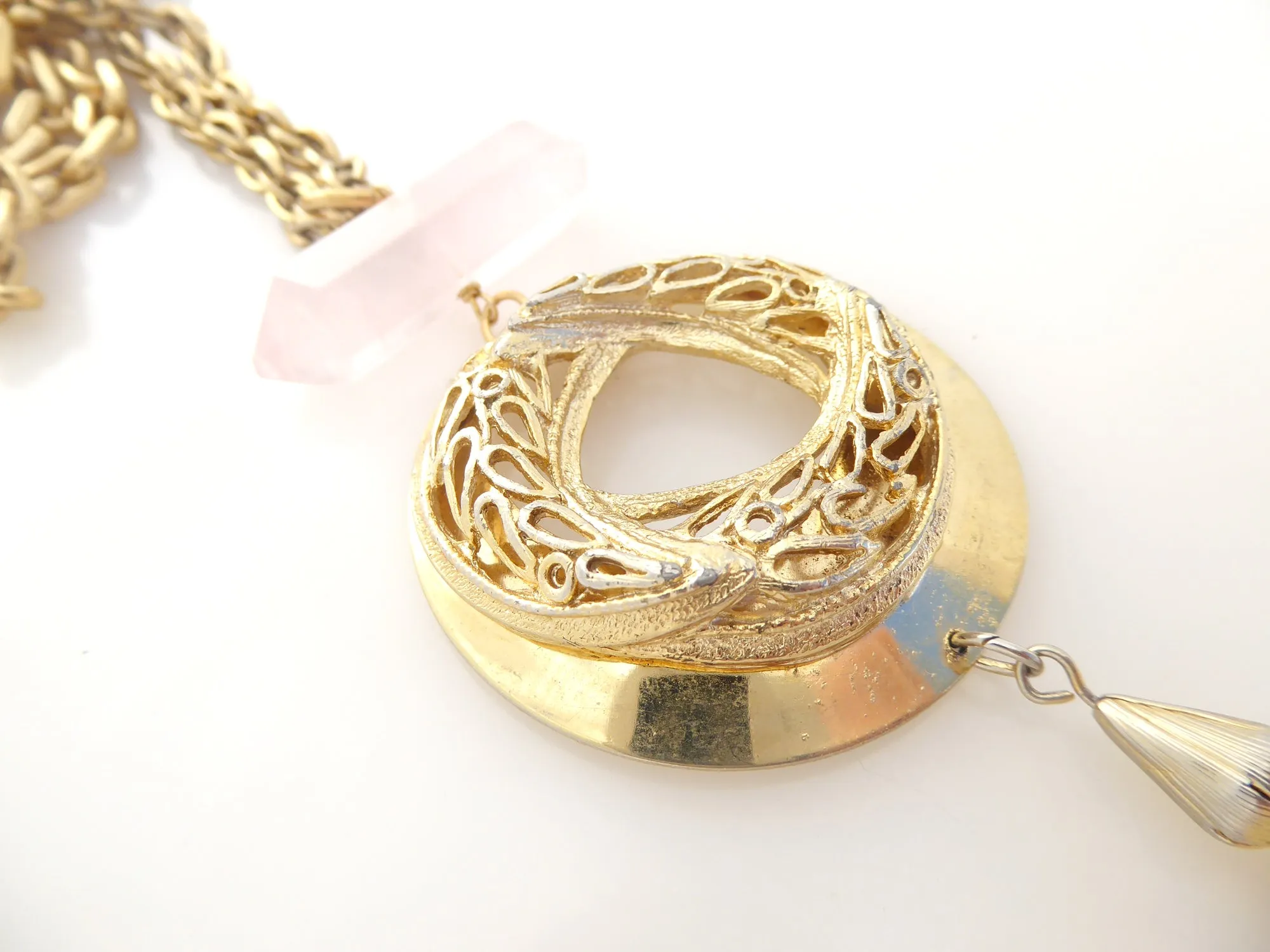 Rose quartz tassel necklace