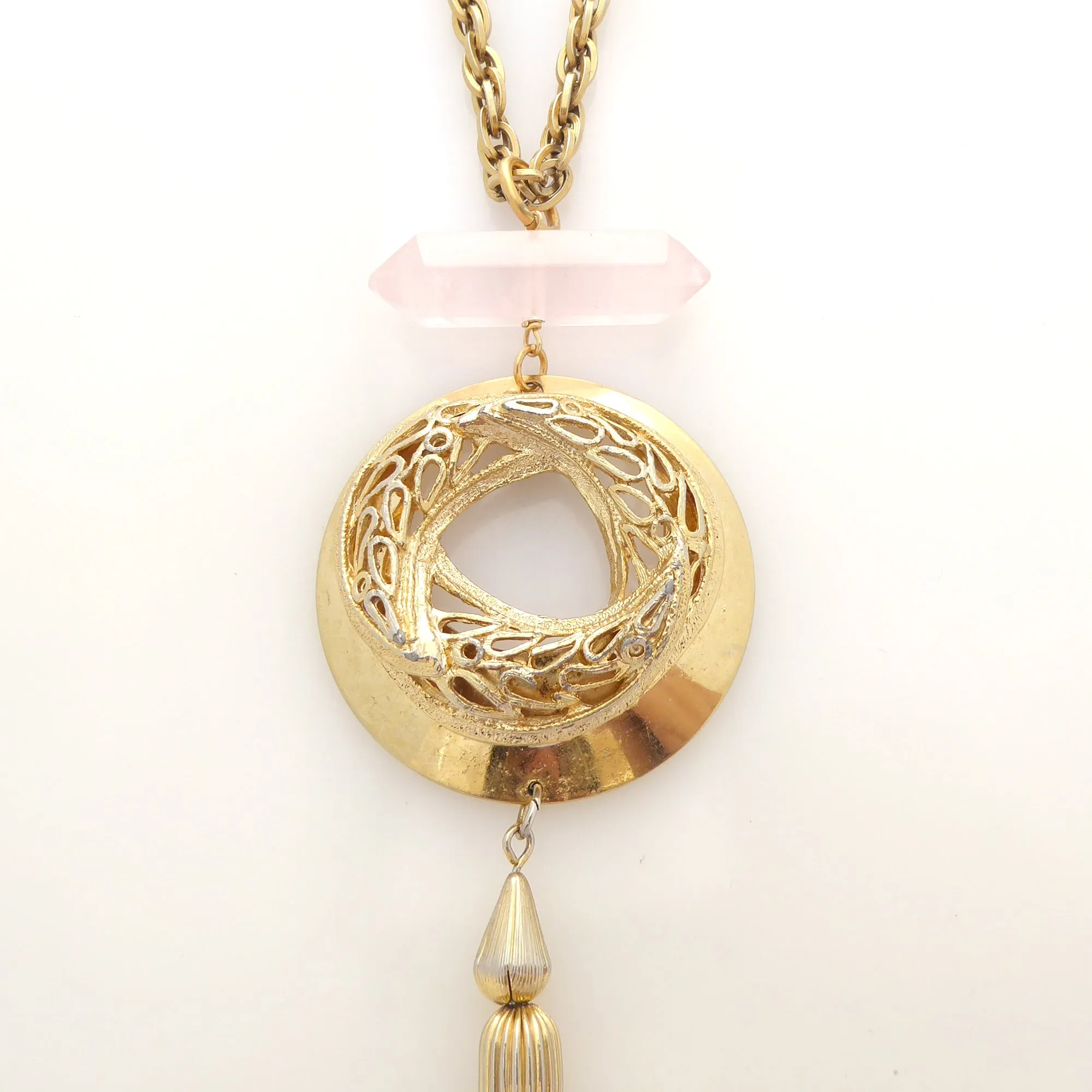 Rose quartz tassel necklace