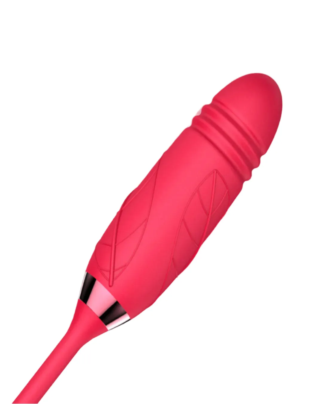 Rose Thrusting Clitoral Suction 2 In 1 Silicone Red Rechargeable Sex Toy by Scandals