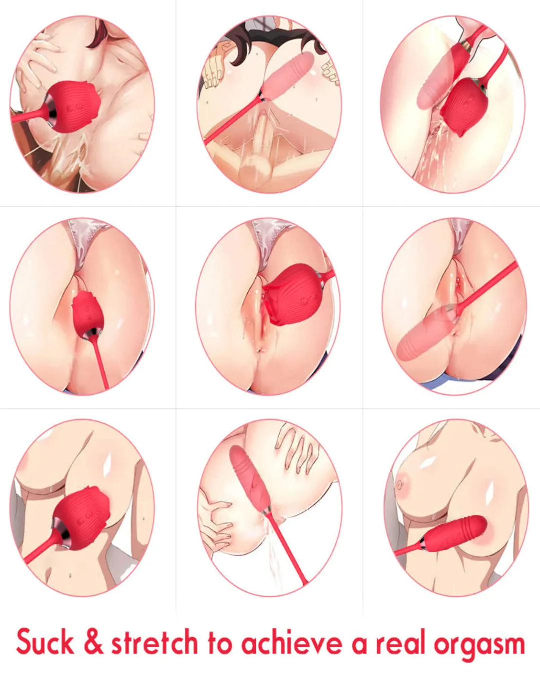 Rose Thrusting Clitoral Suction 2 In 1 Silicone Red Rechargeable Sex Toy by Scandals