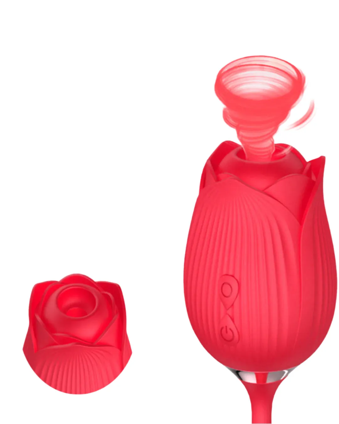 Rose Thrusting Clitoral Suction 2 In 1 Silicone Red Rechargeable Sex Toy by Scandals