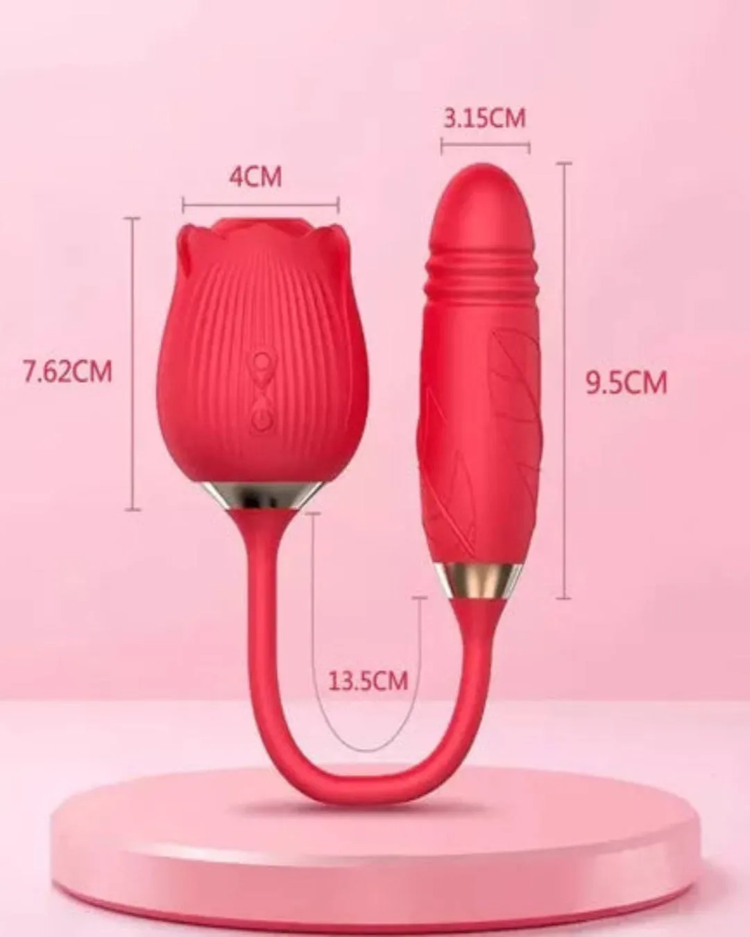 Rose Thrusting Clitoral Suction 2 In 1 Silicone Red Rechargeable Sex Toy by Scandals
