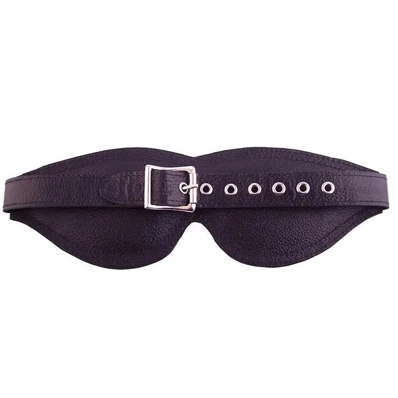 Rouge Garments Large Black Bondage Blindfold Eye Mask with Buckles