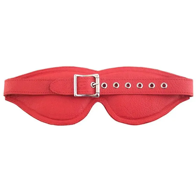 Rouge Garments Leather-padded Red Bondage Blindfold with Buckle Fastener