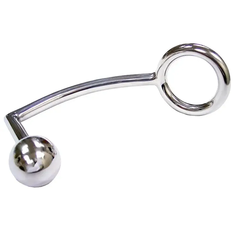 Rouge Garments Stainless Steel Silver Cock Ring with Anal Probe