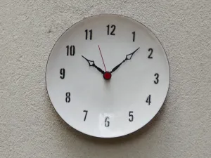 Round Bovano Black & White Enameled Plate Clock, Quartz