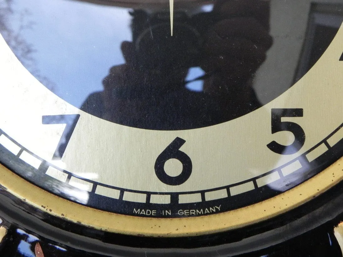 Round Ceramic Black Gold Rope Wall Clock