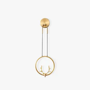 Round Golden Antler Wall Lamp
