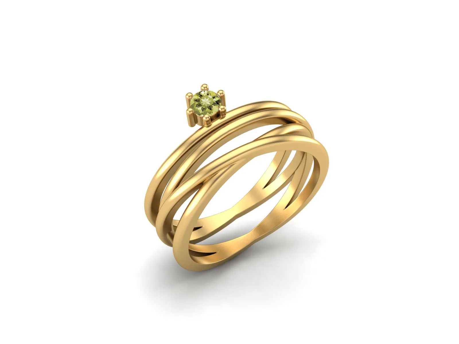 Round Shaped Lemon Quartz Twisted Engagement Ring Unique Bridal Ring