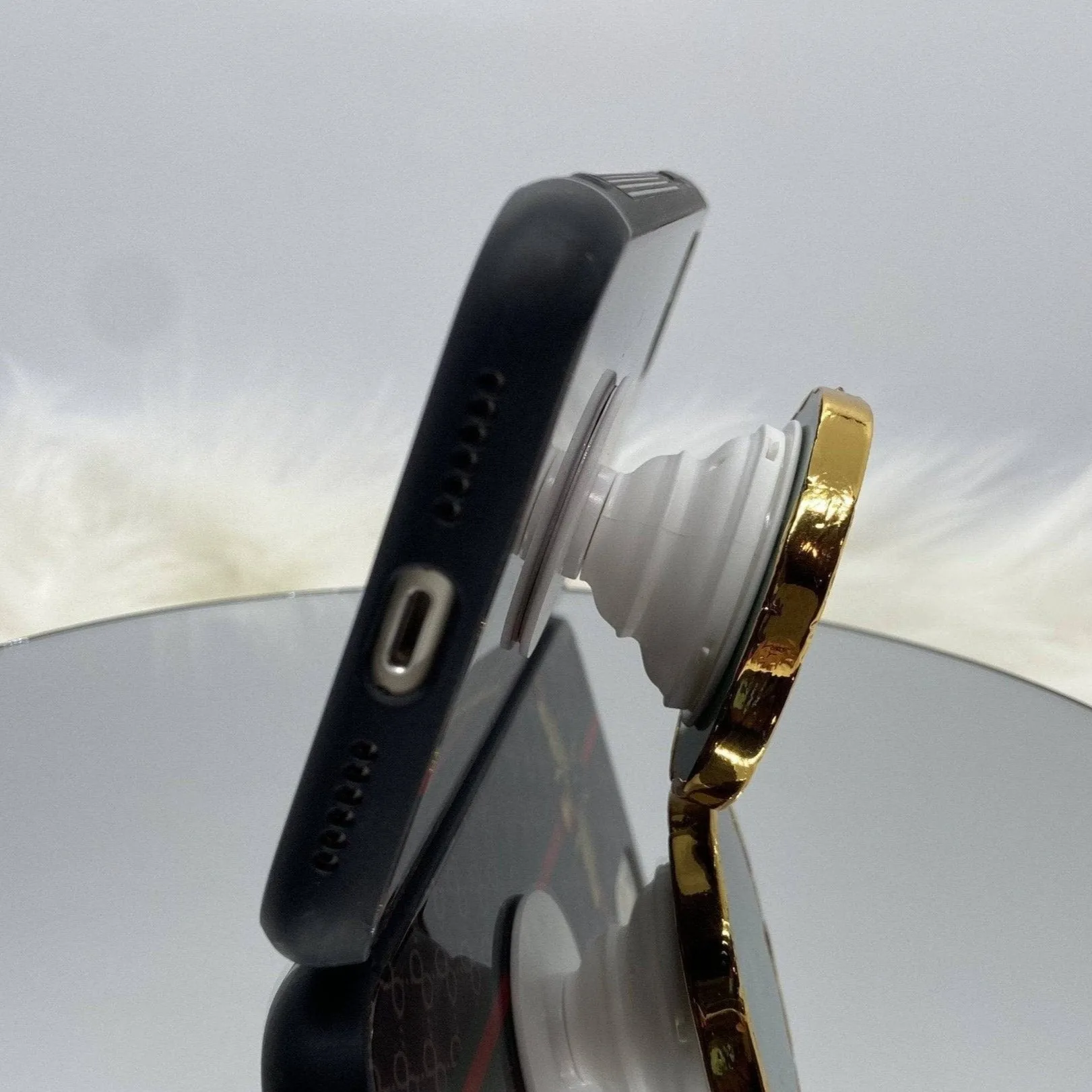 Ruby Quartz Natural Stone Phone Holder- Black Diamonds New York